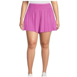 Terra & Sky Women's Plus Size Smocked Waist Knit Comfy Shorts 3xl 24-26 pink - M